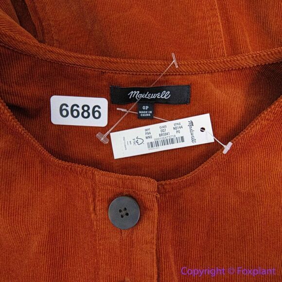 NEW Madewell Corduroy Puff-Sleeve Button-Front Jumpsuit, 0P - Picture 13 of 16